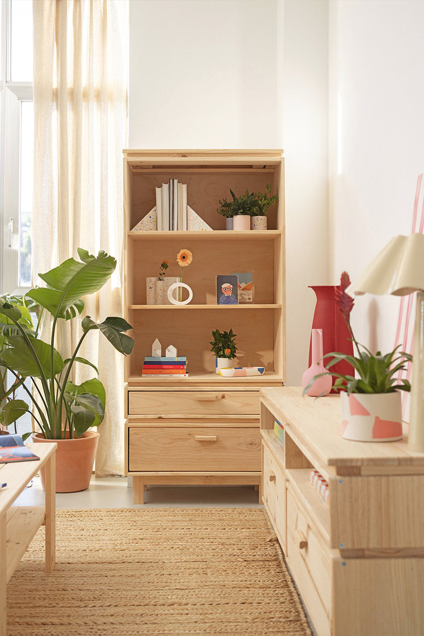 Imagen de ambiente 1 para:Estanter&iacute;a librer&iacute;a de madera natural